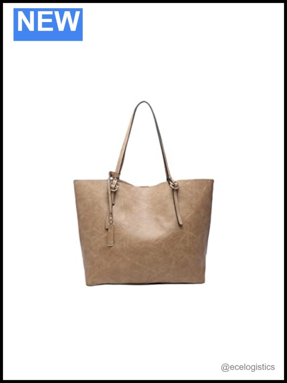 Vegan Leather Tote Bag with Removable Inner Crossbody and Snap Closure